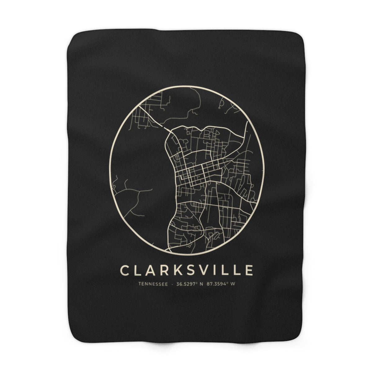 Clarksville Street Map Sherpa Blanket (Black)