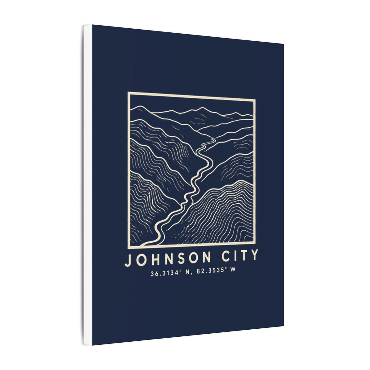 Johnson City Topo Map Canvas Print (Navy)