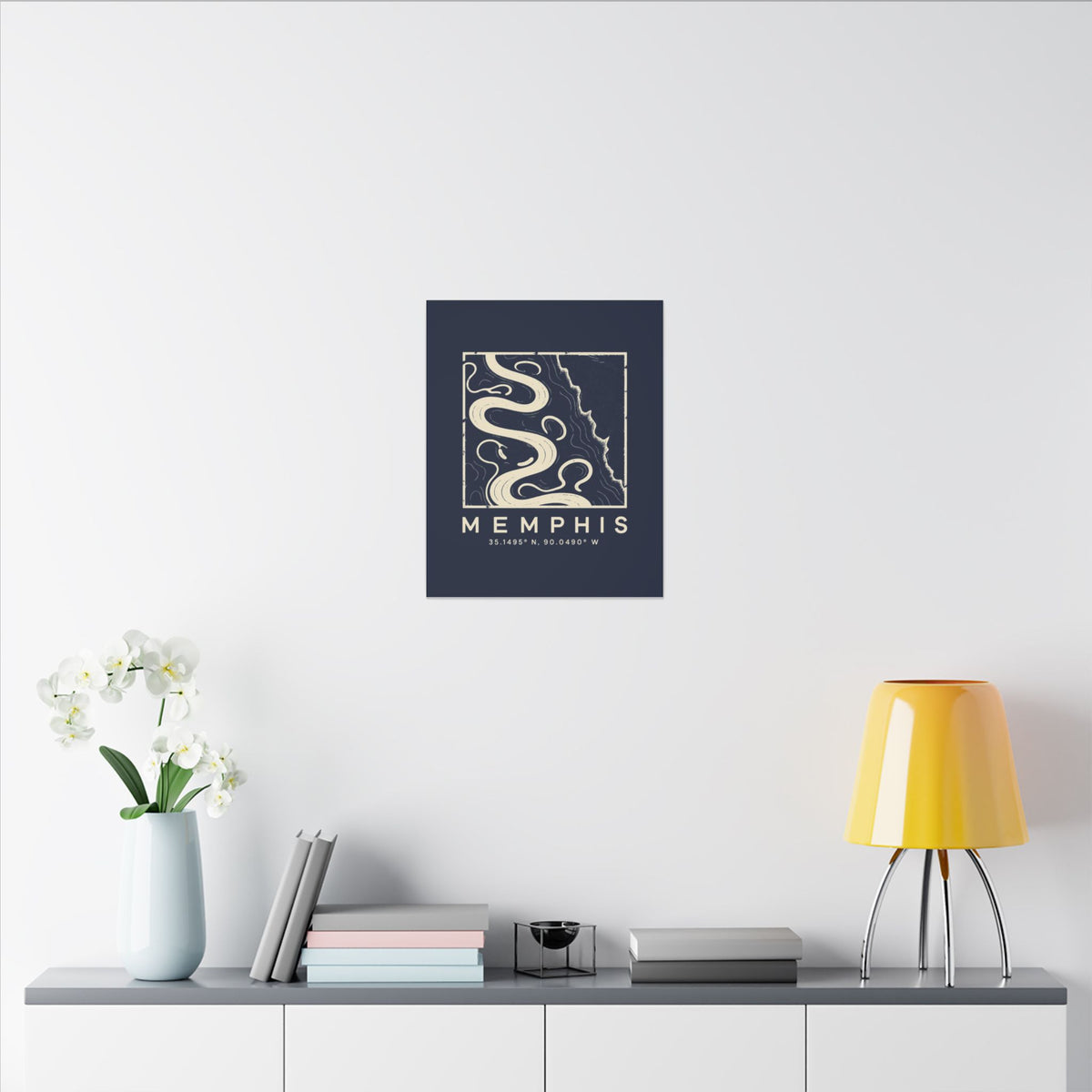 Memphis Topo Map Canvas Print (Navy)
