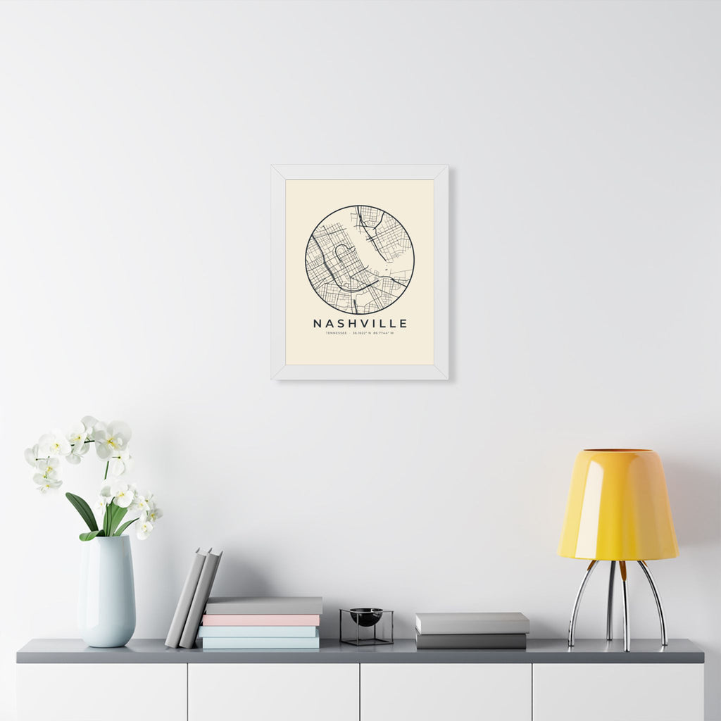 Nashville Street Map Framed Print
