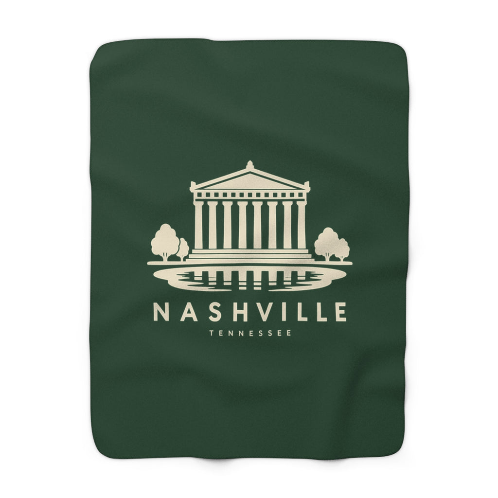 Nashville Parthenon Sherpa Blanket (Forest Green)