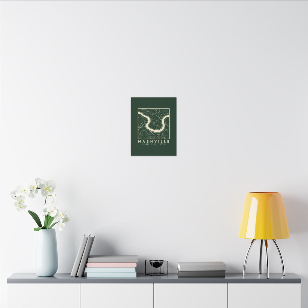 Nashville Topo Map Canvas Print (Forest Green)