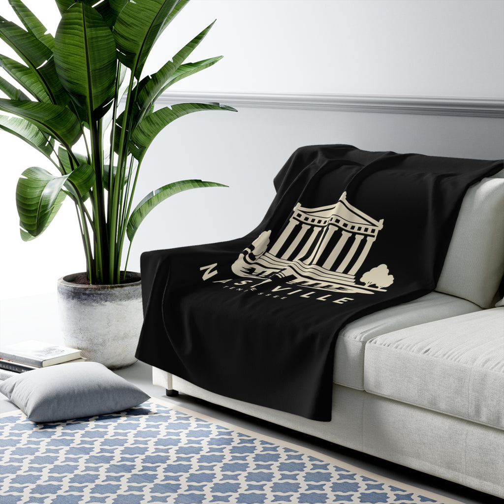 Nashville Parthenon Sherpa Blanket (Black)