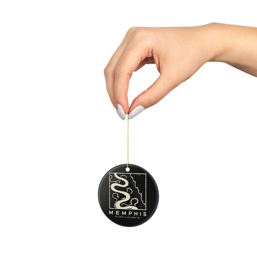 Memphis Topo Map Ornament (Black)
