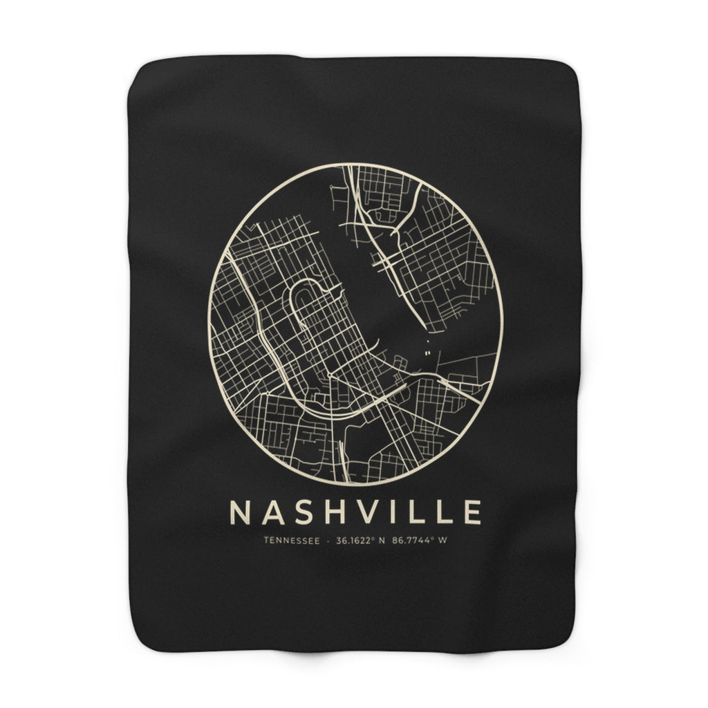 Nashville Street Map Sherpa Blanket (Black)
