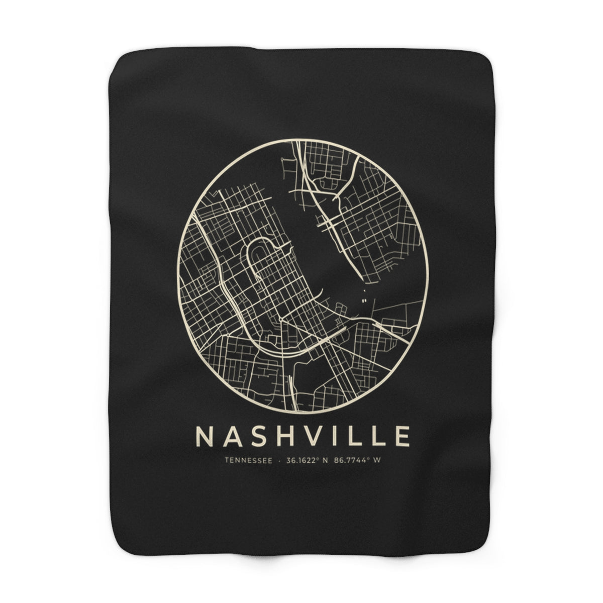 Nashville Street Map Sherpa Blanket (Black)