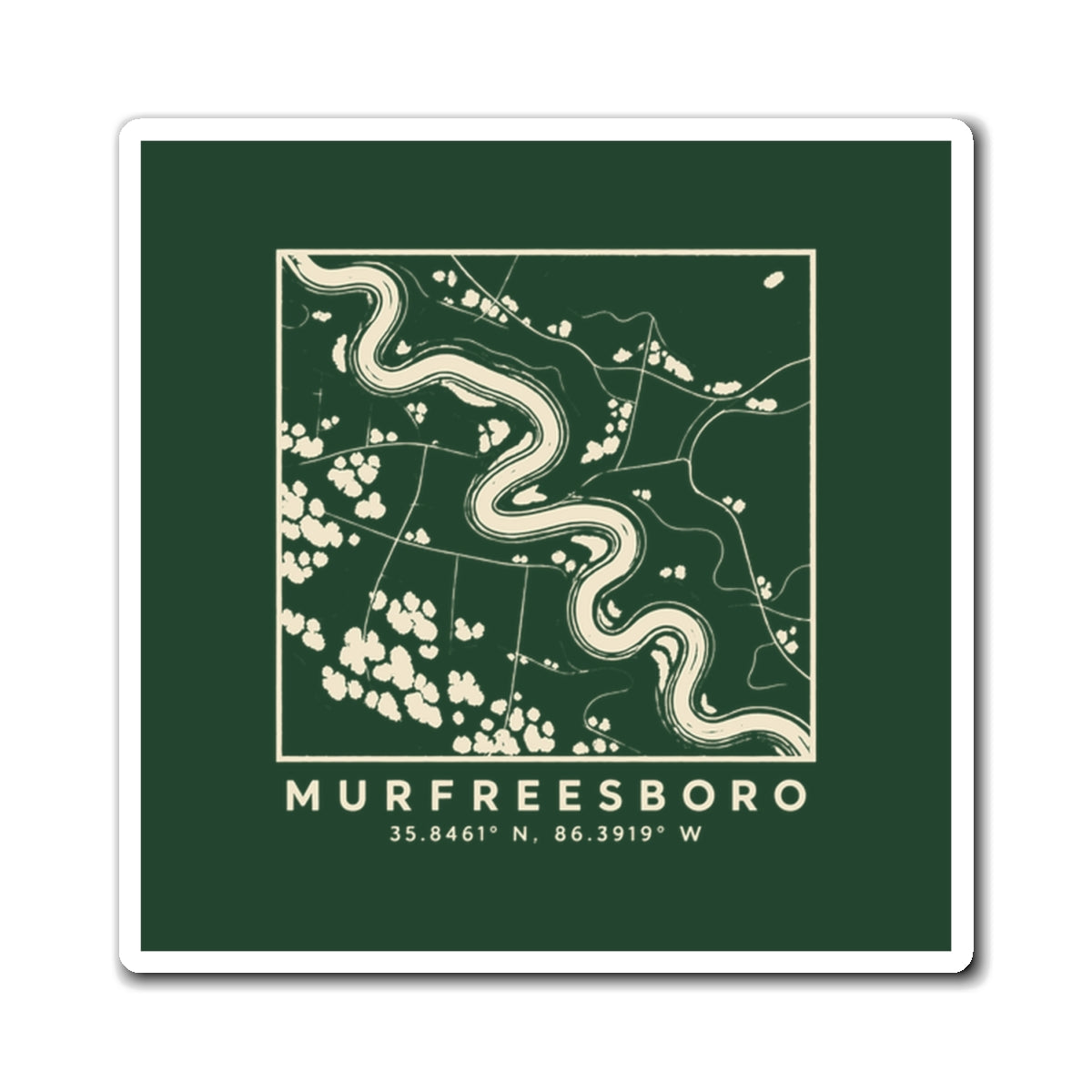 Murfreesboro Topo Map Magnet (Forest Green)