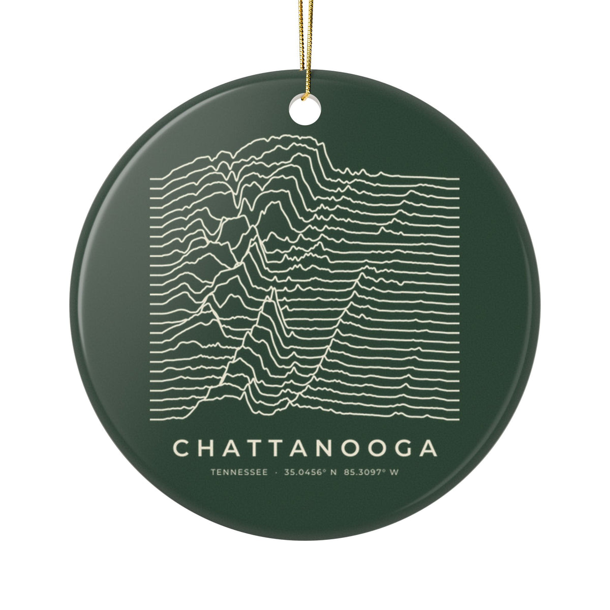 Chattanooga Ridgeline Ornament (Forest Green)