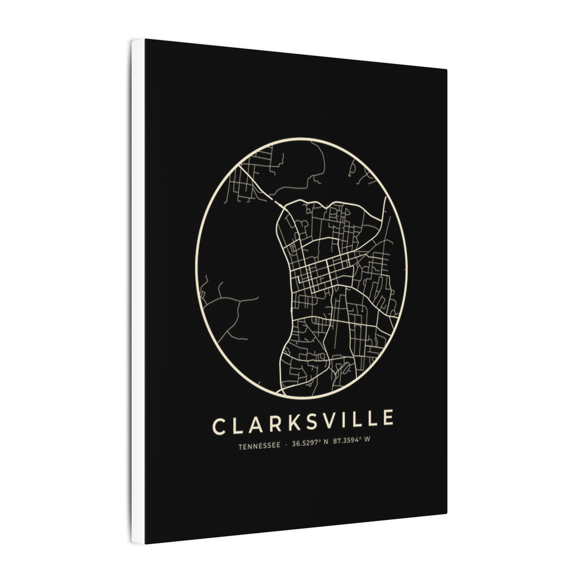 Clarksville Street Map Canvas Print (Black)