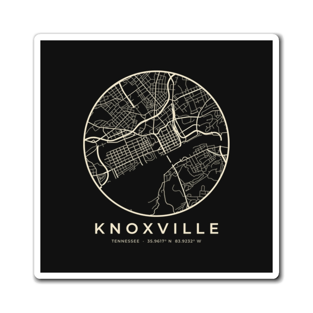 Knoxville Street Map Magnet (Black)