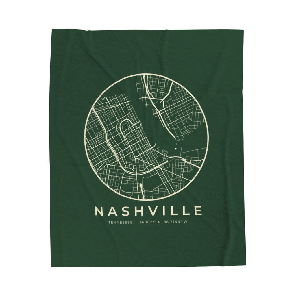 Nashville Street Map Blanket (Forest Green)