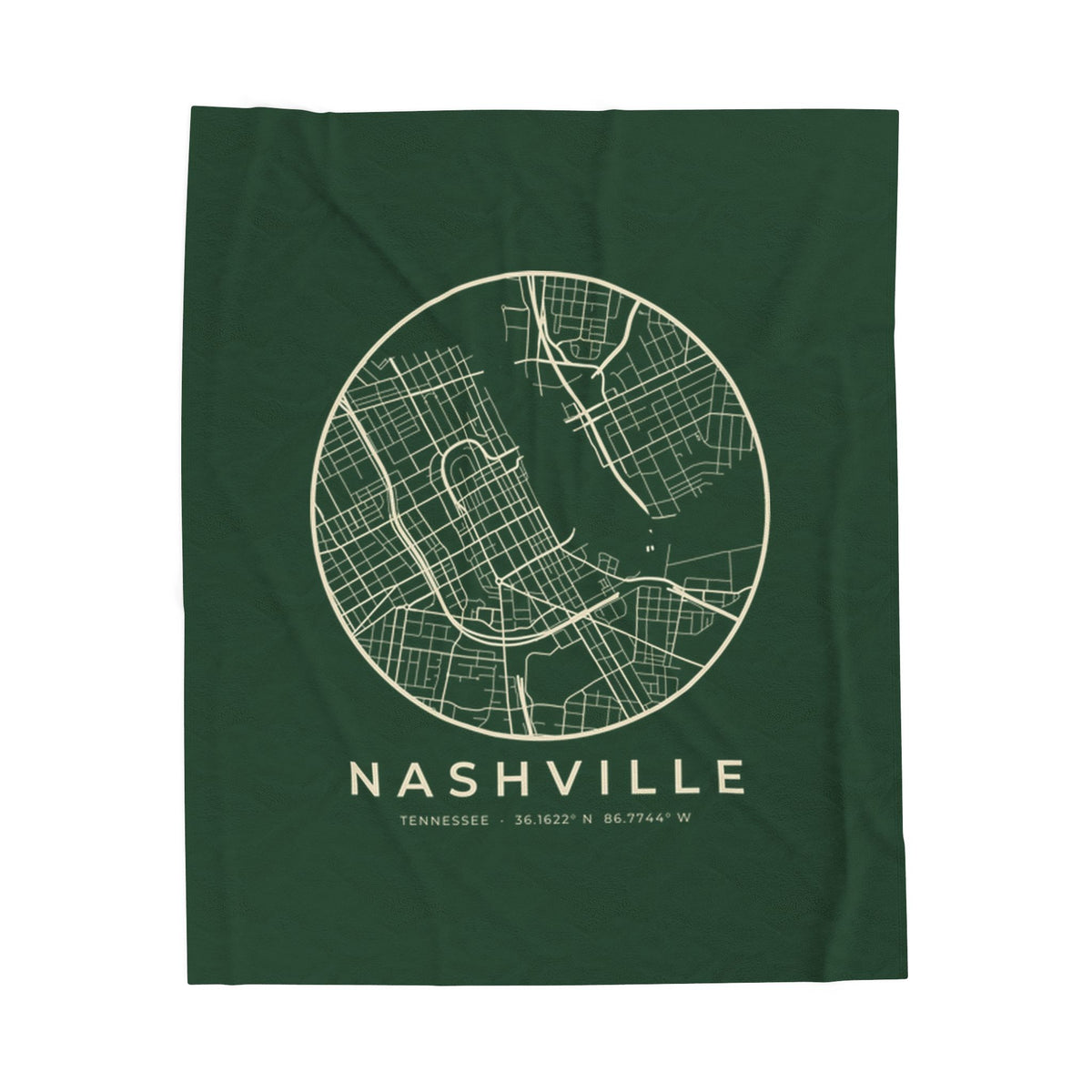 Nashville Street Map Blanket (Forest Green)