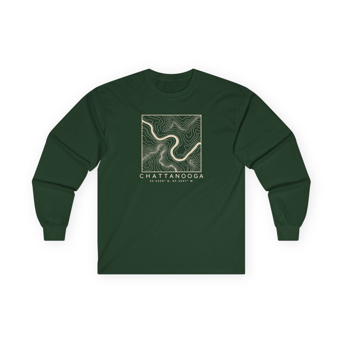 Chattanooga Topo Map Long Sleeve T-Shirt