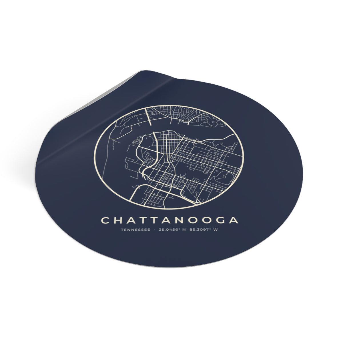Chattanooga Street Map Sticker (Navy)
