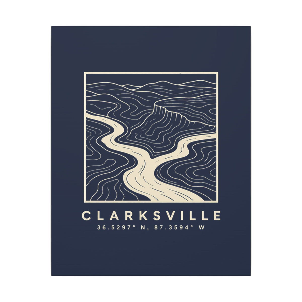 Clarksville Topo Map Canvas Print (Navy)