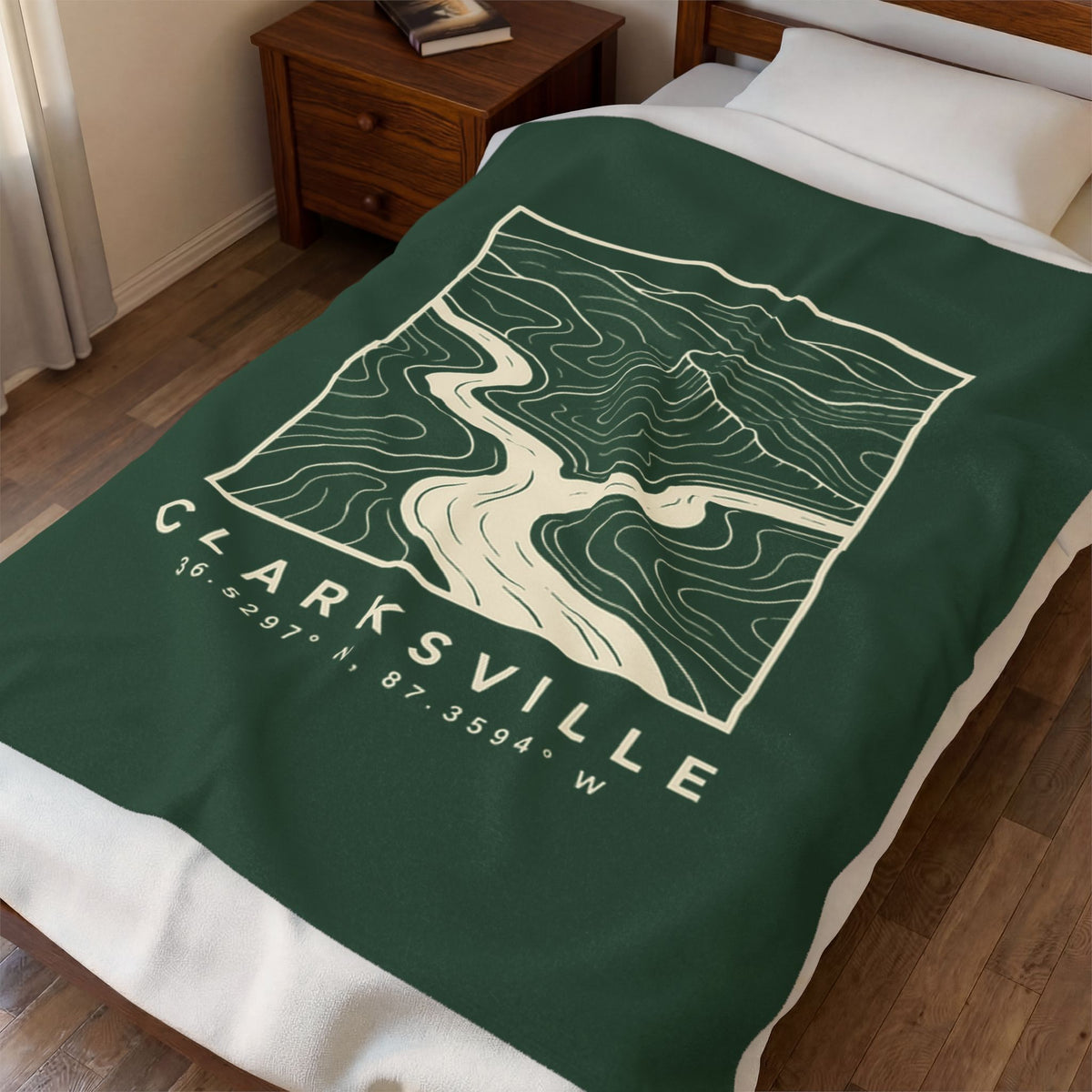 Clarksville Topo Map Blanket (Forest Green)