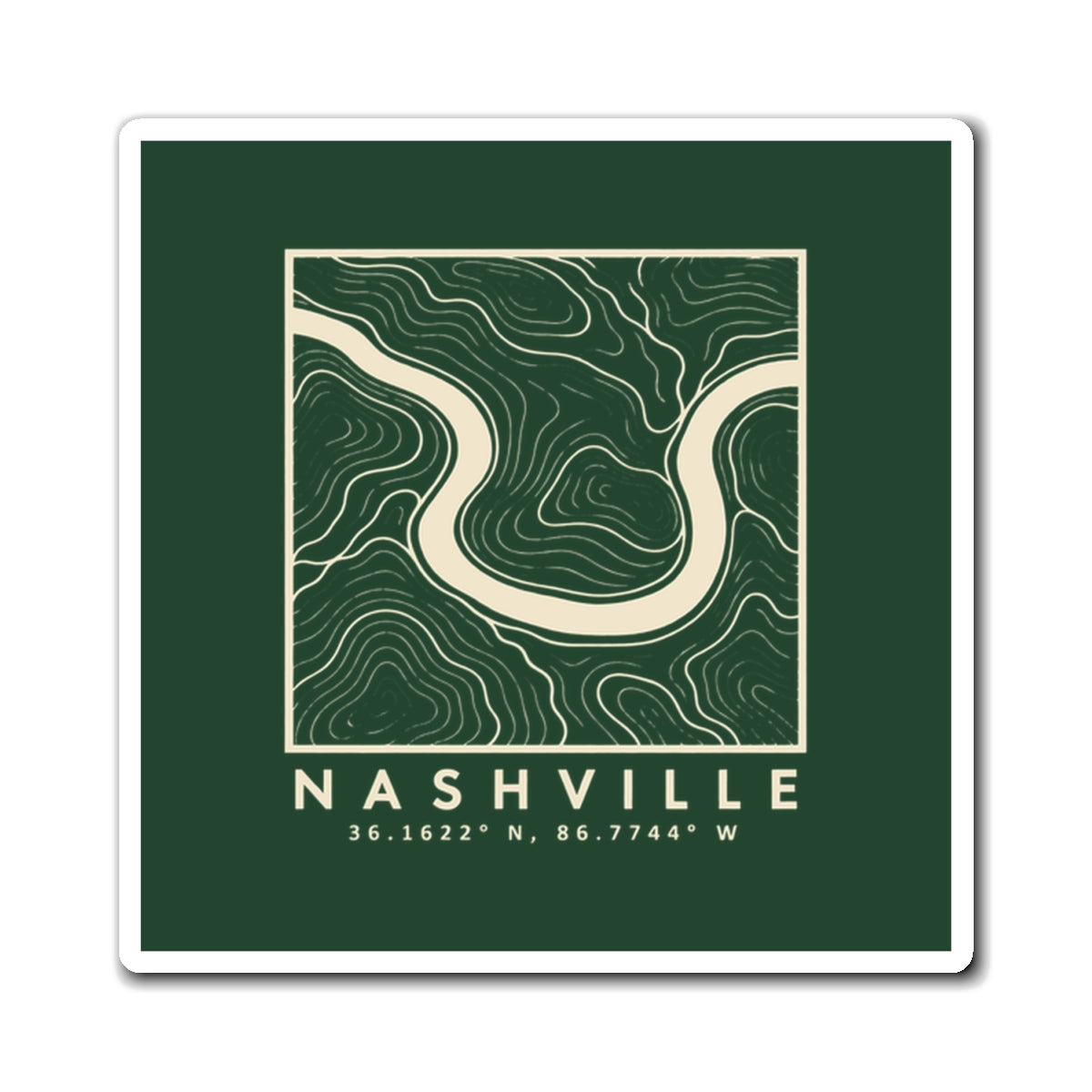 Nashville Topo Map Magnet (Forest Green)