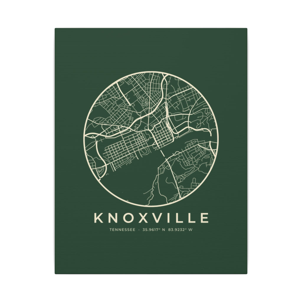 Knoxville Street Map Canvas Print (Forest Green)