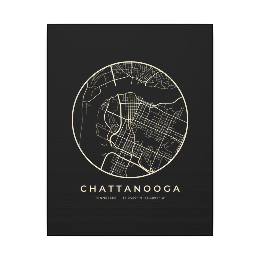 Chattanooga Street Map Canvas Print (Black)