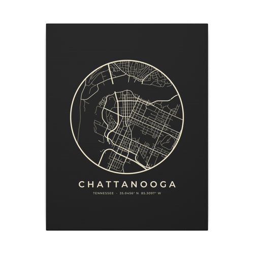 Chattanooga Street Map Canvas Print (Black)