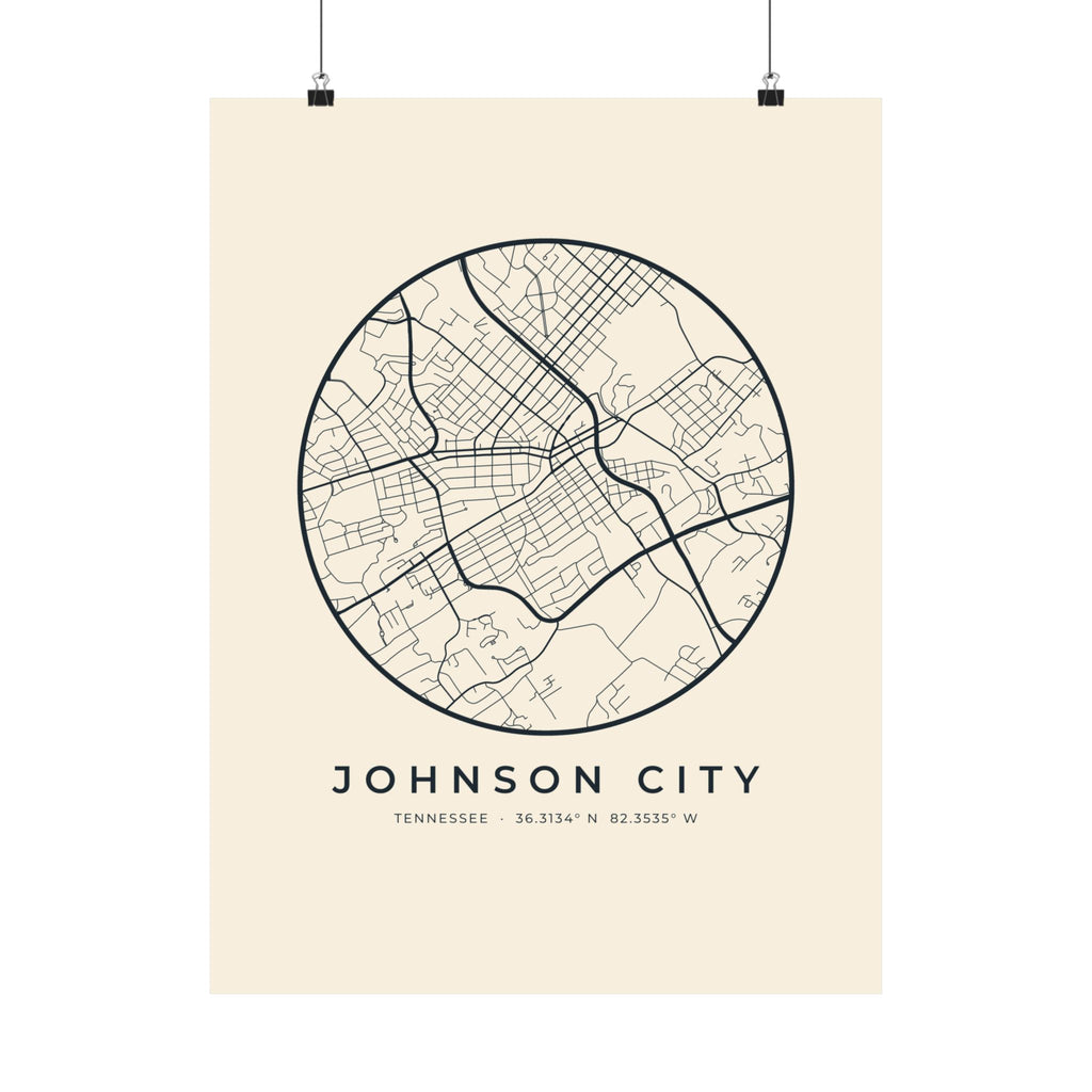 Johnson City Street Map Poster