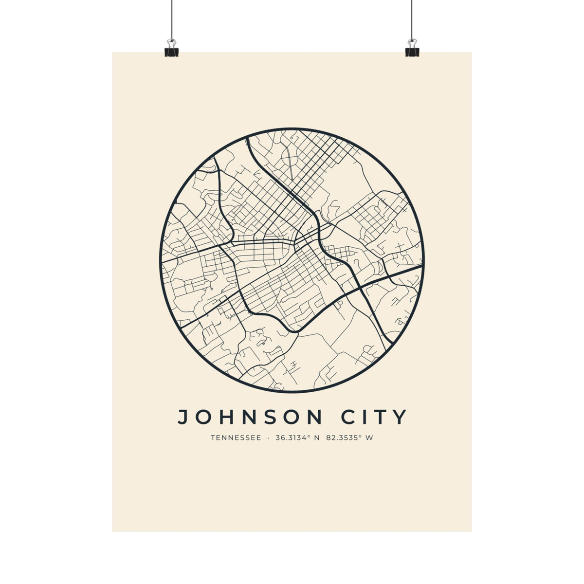 Johnson City Street Map Poster