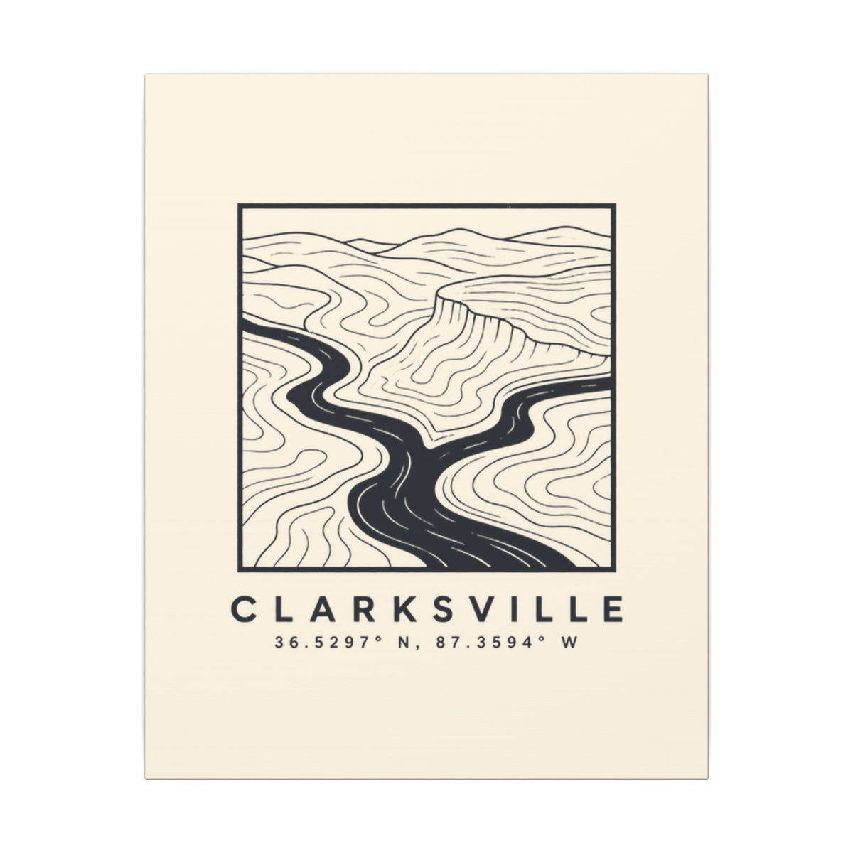 Clarksville Topo Map Canvas Print