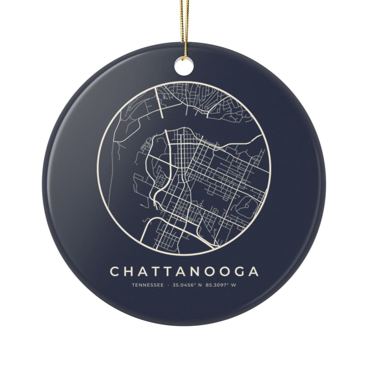 Chattanooga Street Map Ornament (Navy)