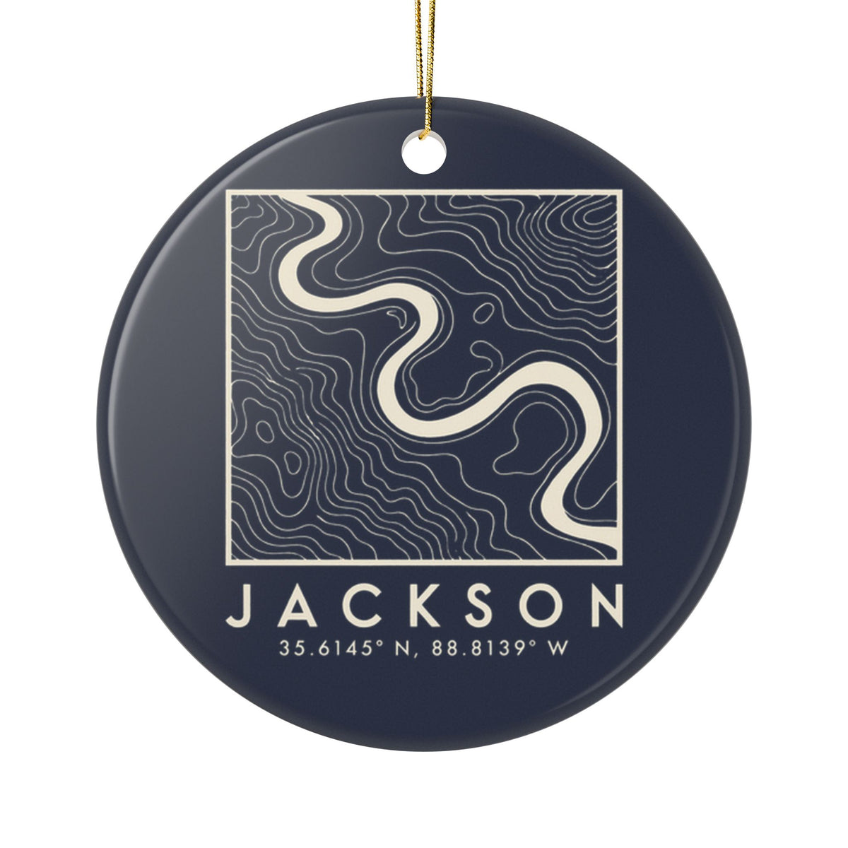 Jackson Topo Map Ornament (Navy)