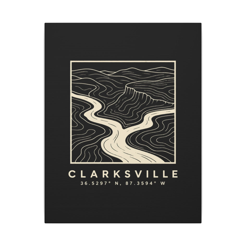 Clarksville Topo Map Canvas Print (Black)