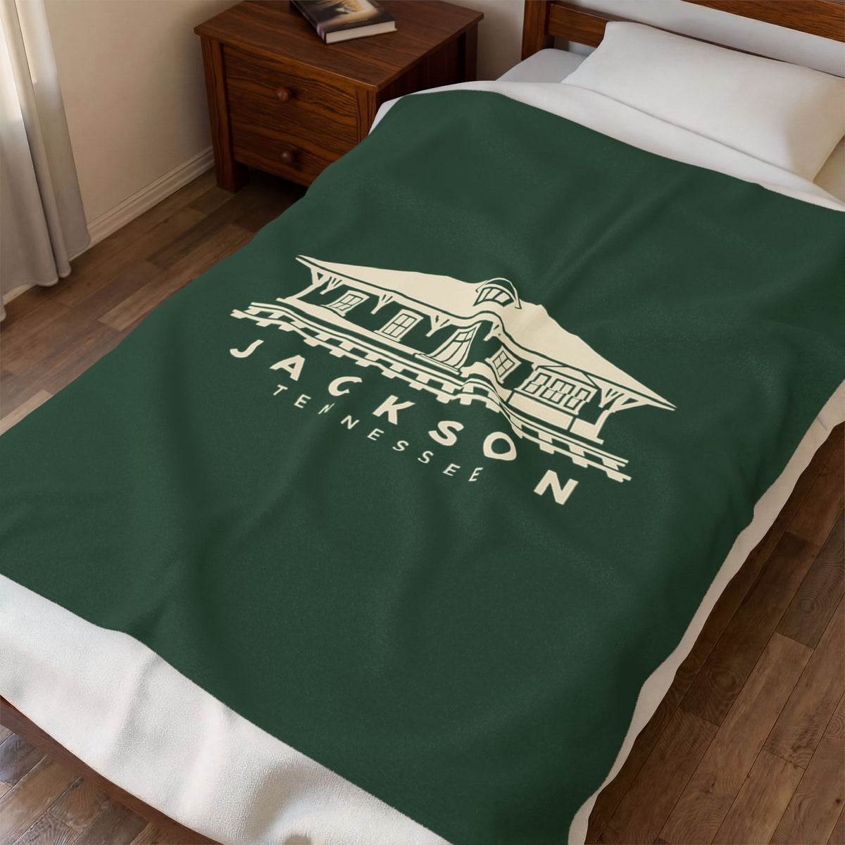 Jackson Train Depot Blanket (Forest Green)