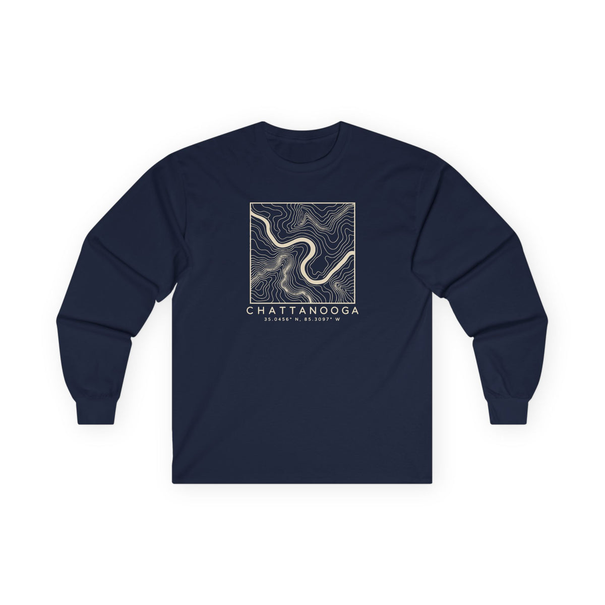 Chattanooga Topo Map Long Sleeve T-Shirt