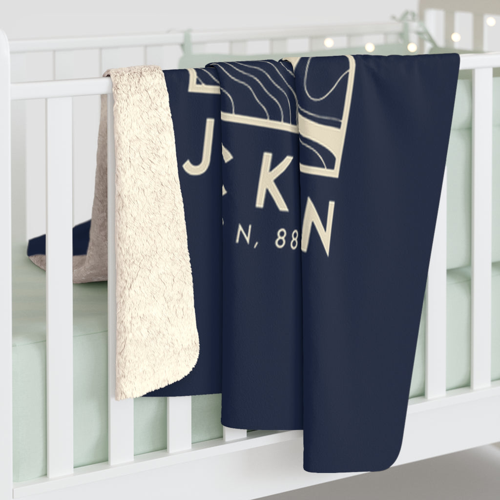 Jackson Topo Map Sherpa Blanket (Navy)