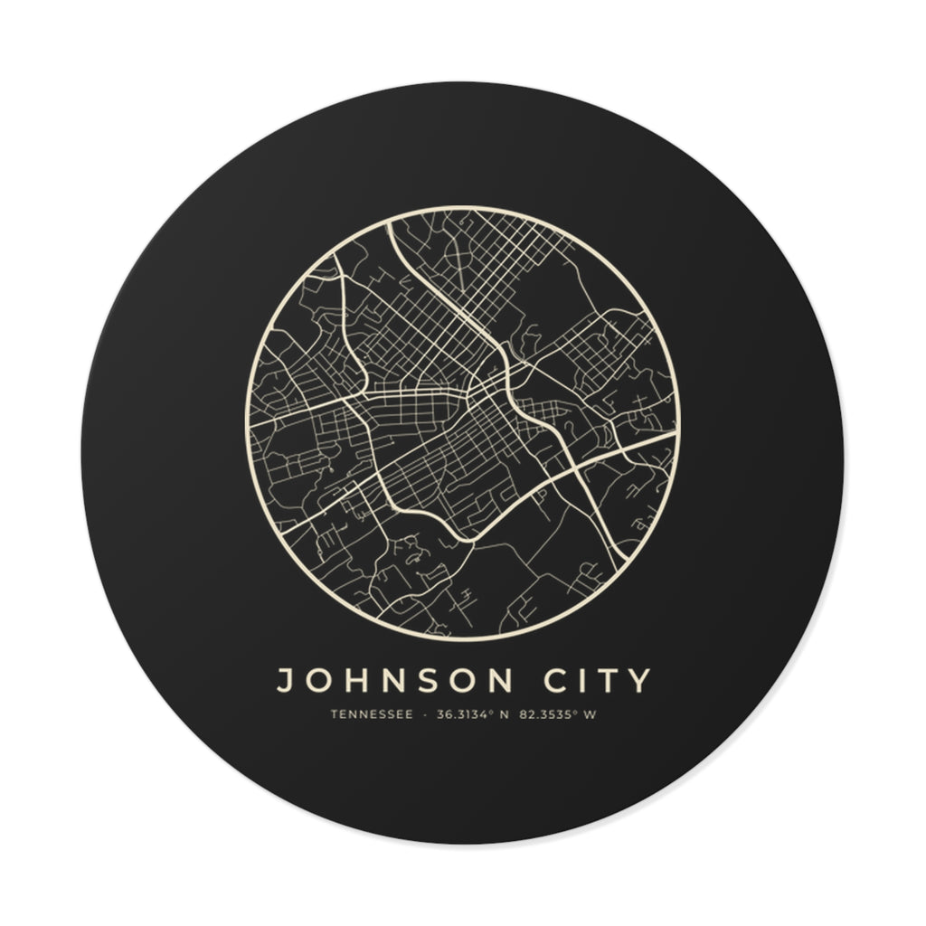 Johnson City Street Map Sticker (Black)