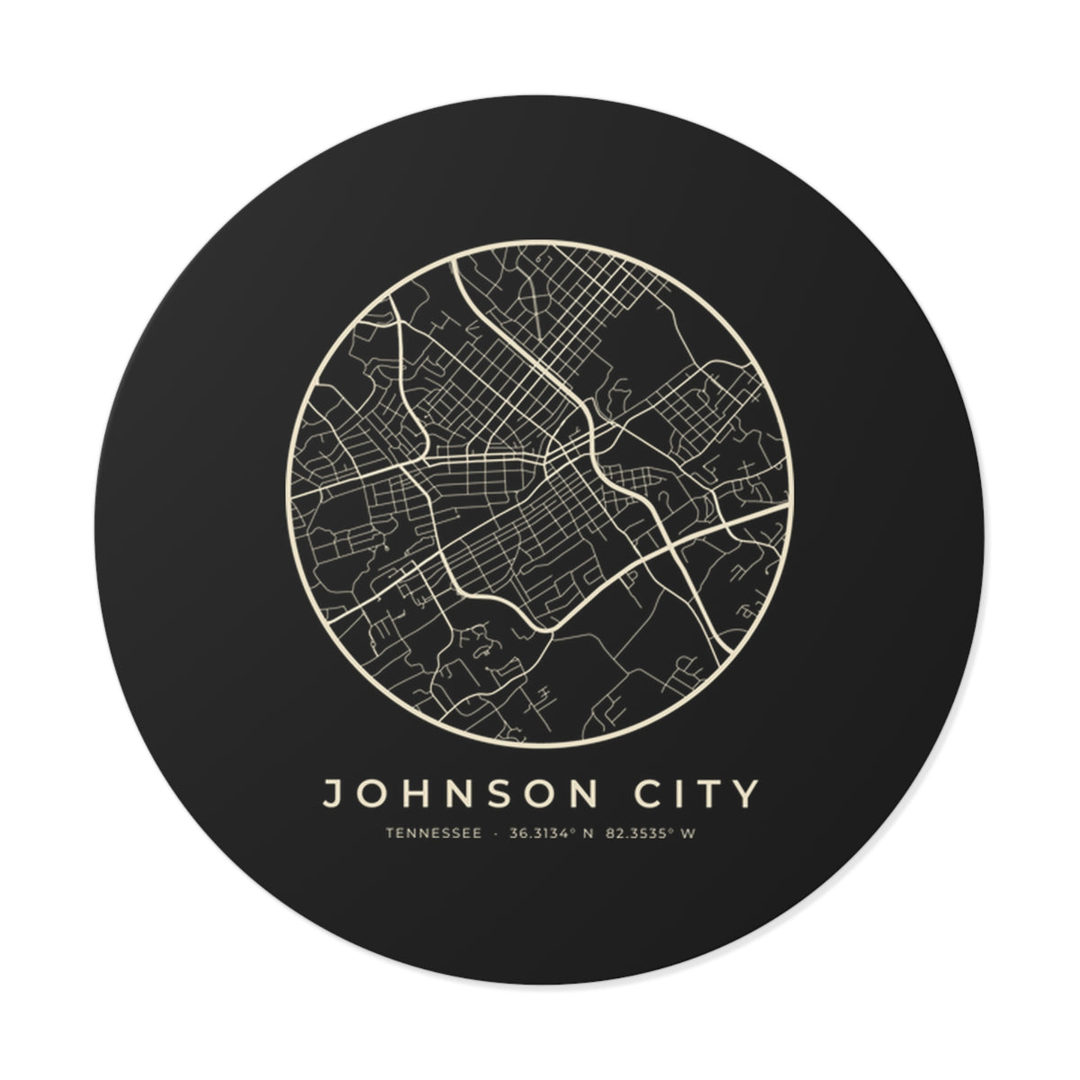 Johnson City Street Map Sticker (Black)
