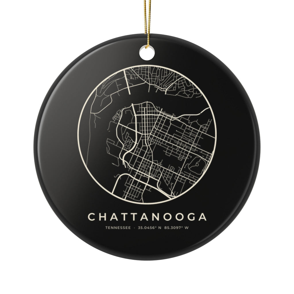 Chattanooga Street Map Ornament (Black)