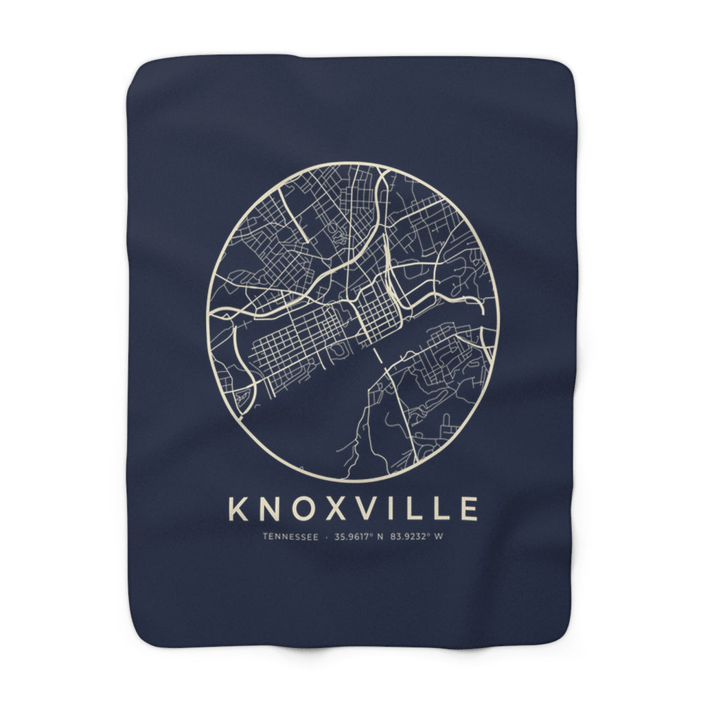 Knoxville Street Map Sherpa Blanket (Navy)
