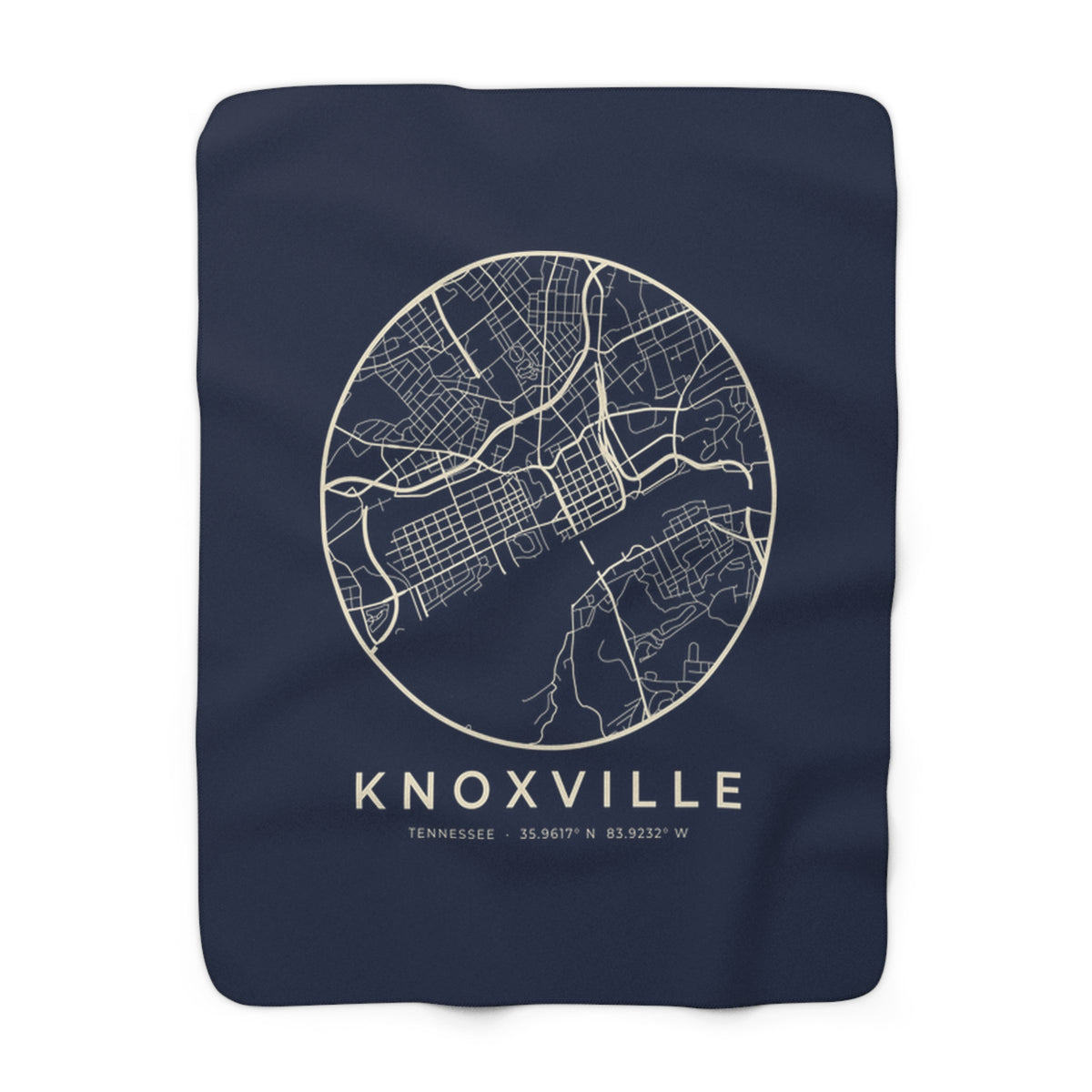 Knoxville Street Map Sherpa Blanket (Navy)