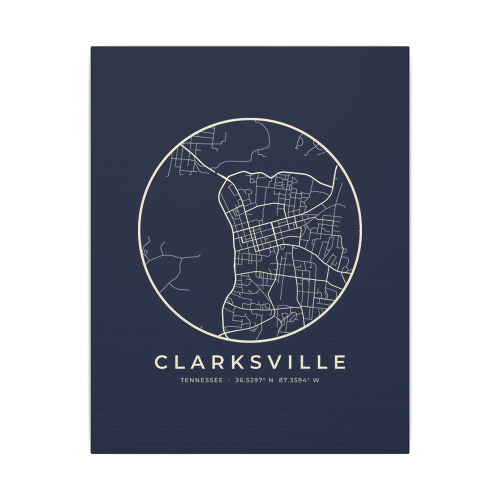 Clarksville Street Map Canvas Print (Navy)