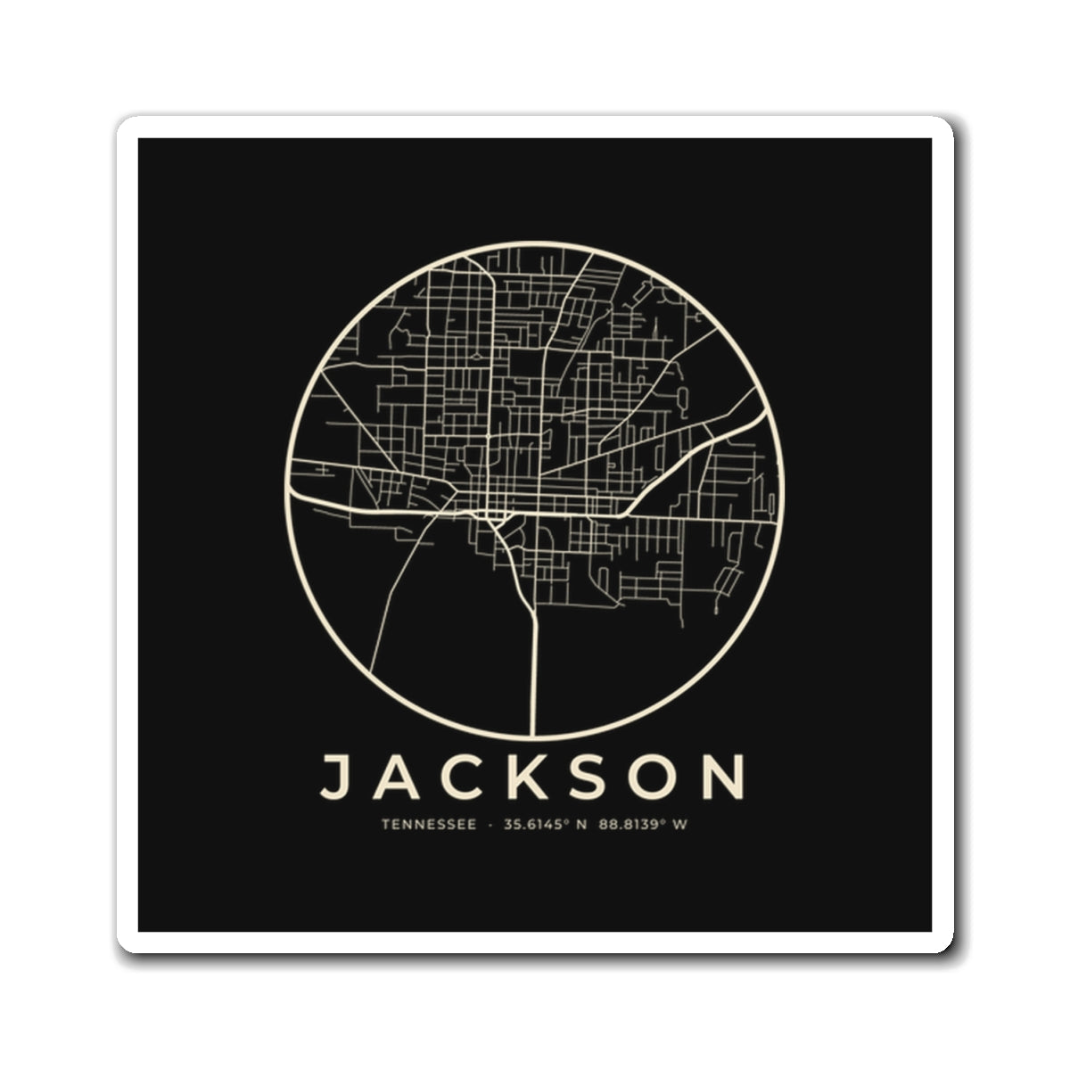 Jackson Street Map Magnet (Black)