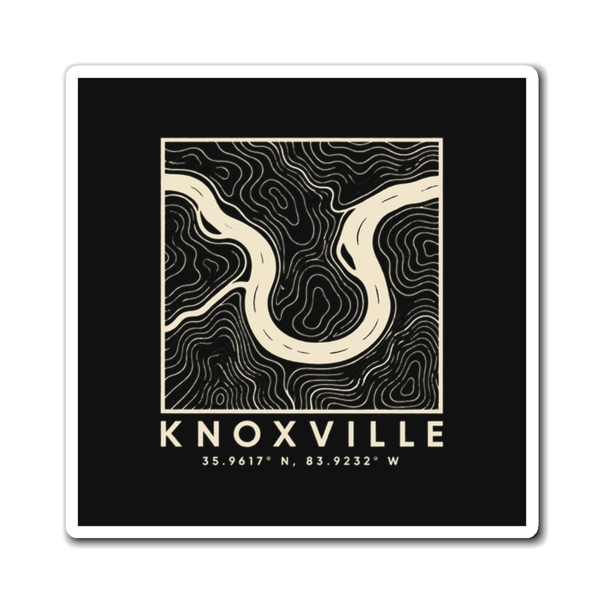 Knoxville Topo Map Magnet (Black)