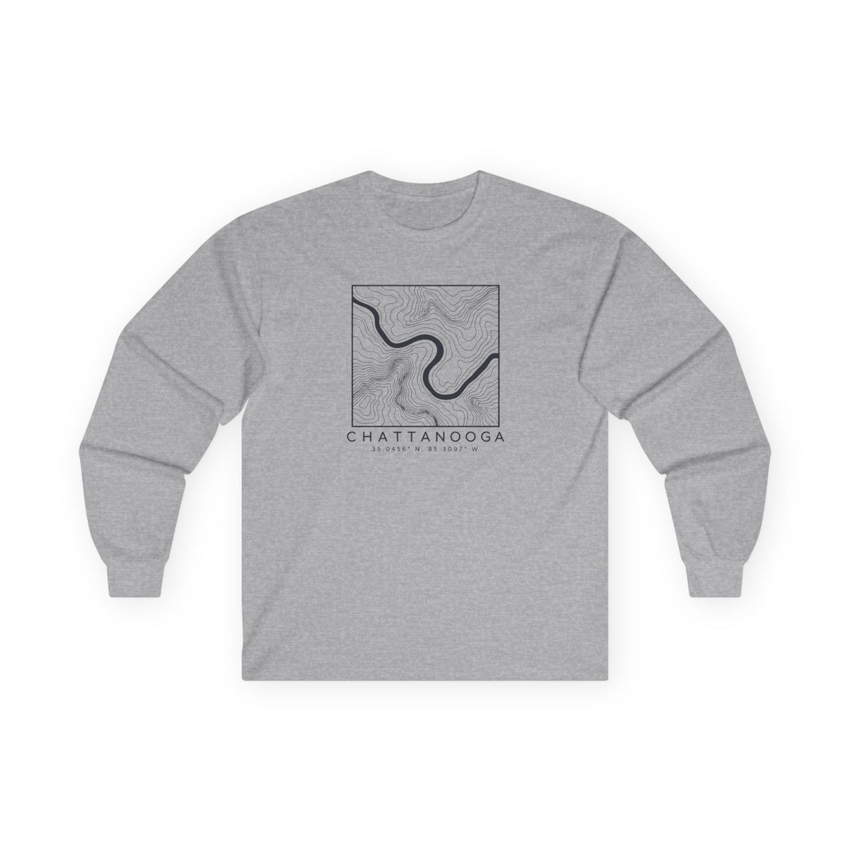 Chattanooga Topo Map Long Sleeve T-Shirt