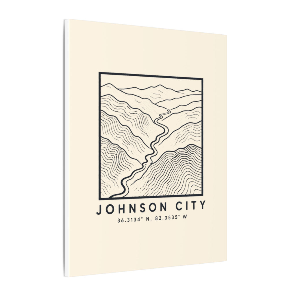Johnson City Topo Map Canvas Print