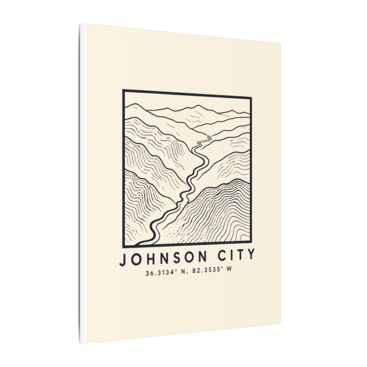 Johnson City Topo Map Canvas Print