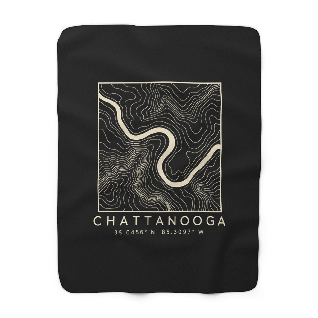 Chattanooga Topo Map Sherpa Blanket (Black)