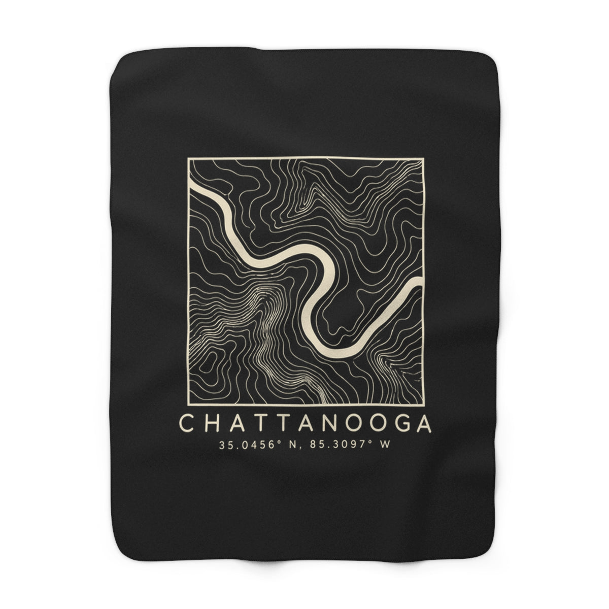 Chattanooga Topo Map Sherpa Blanket (Black)