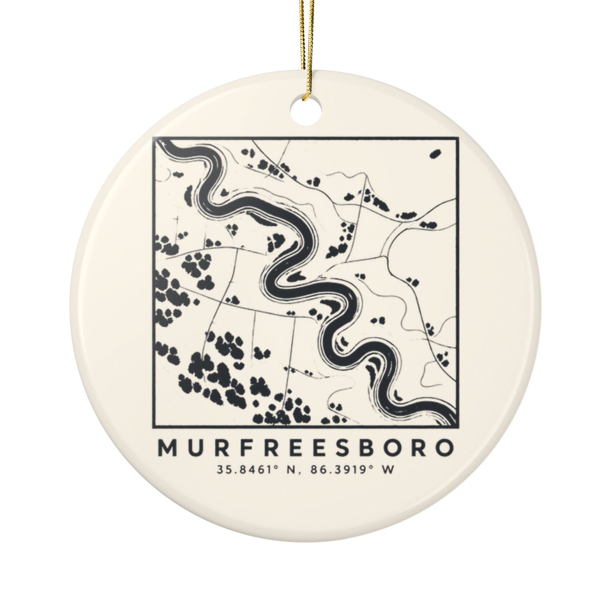 Murfreesboro Topo Map Ornament