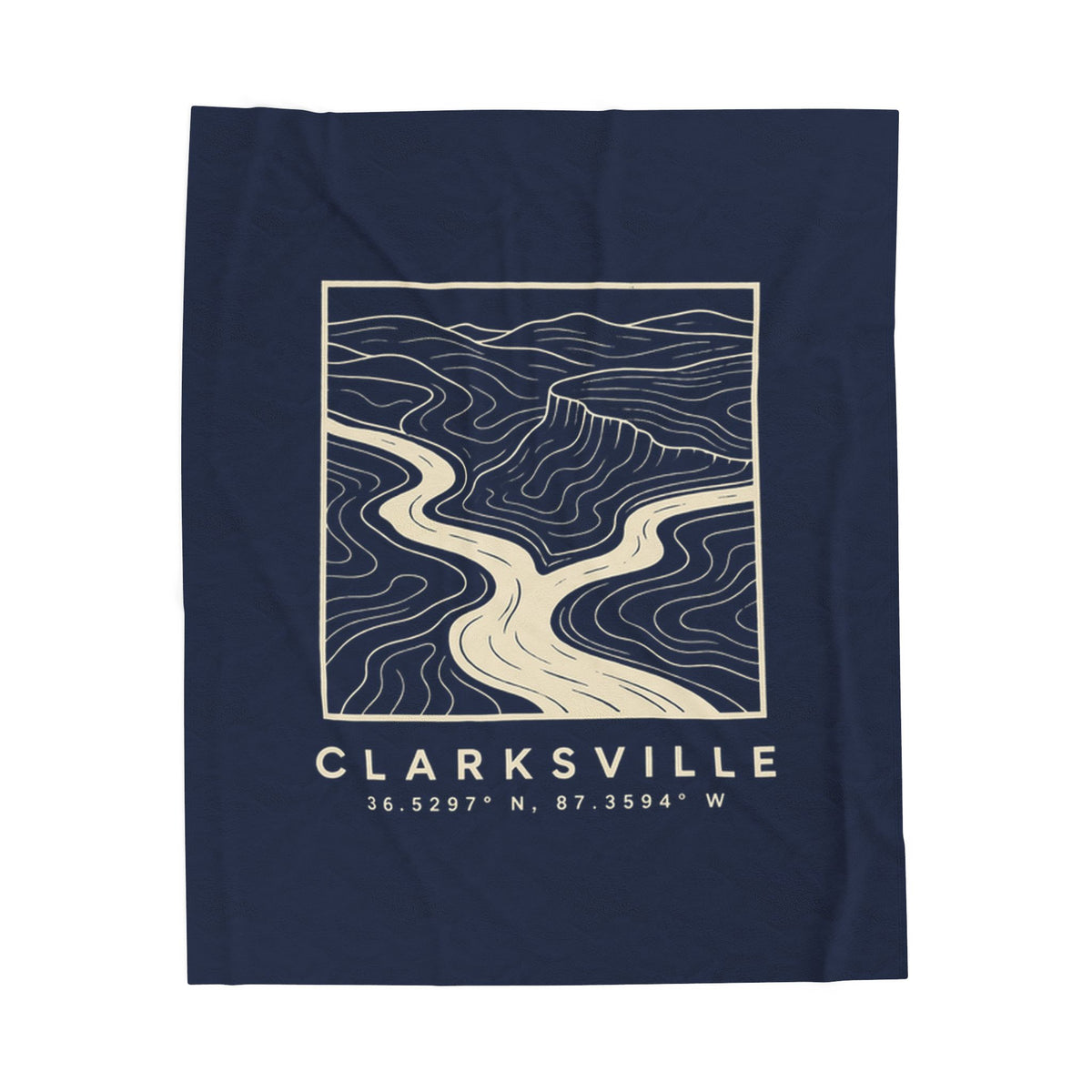 Clarksville Topo Map Blanket (Navy)