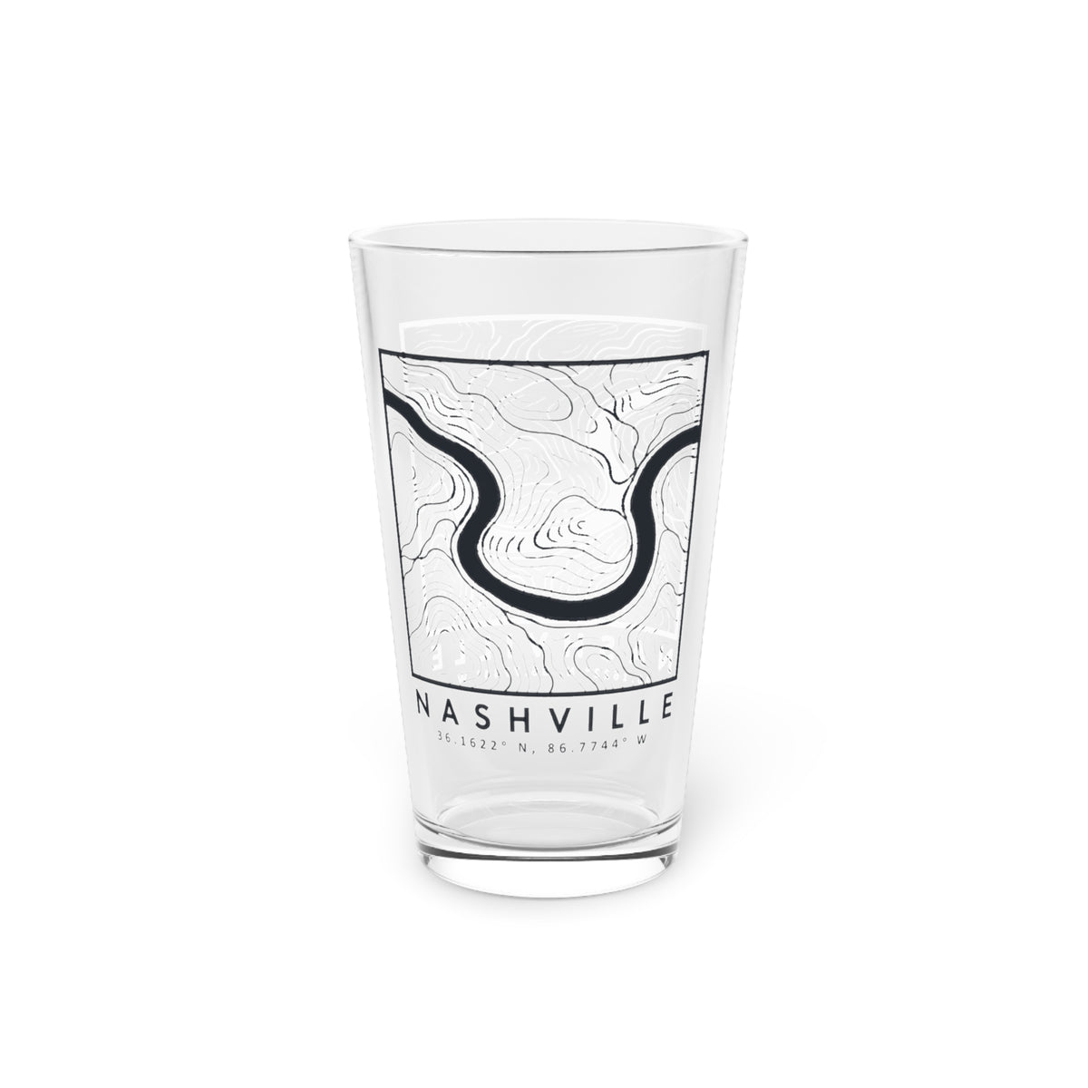 Nashville Topo Map Pint Glass