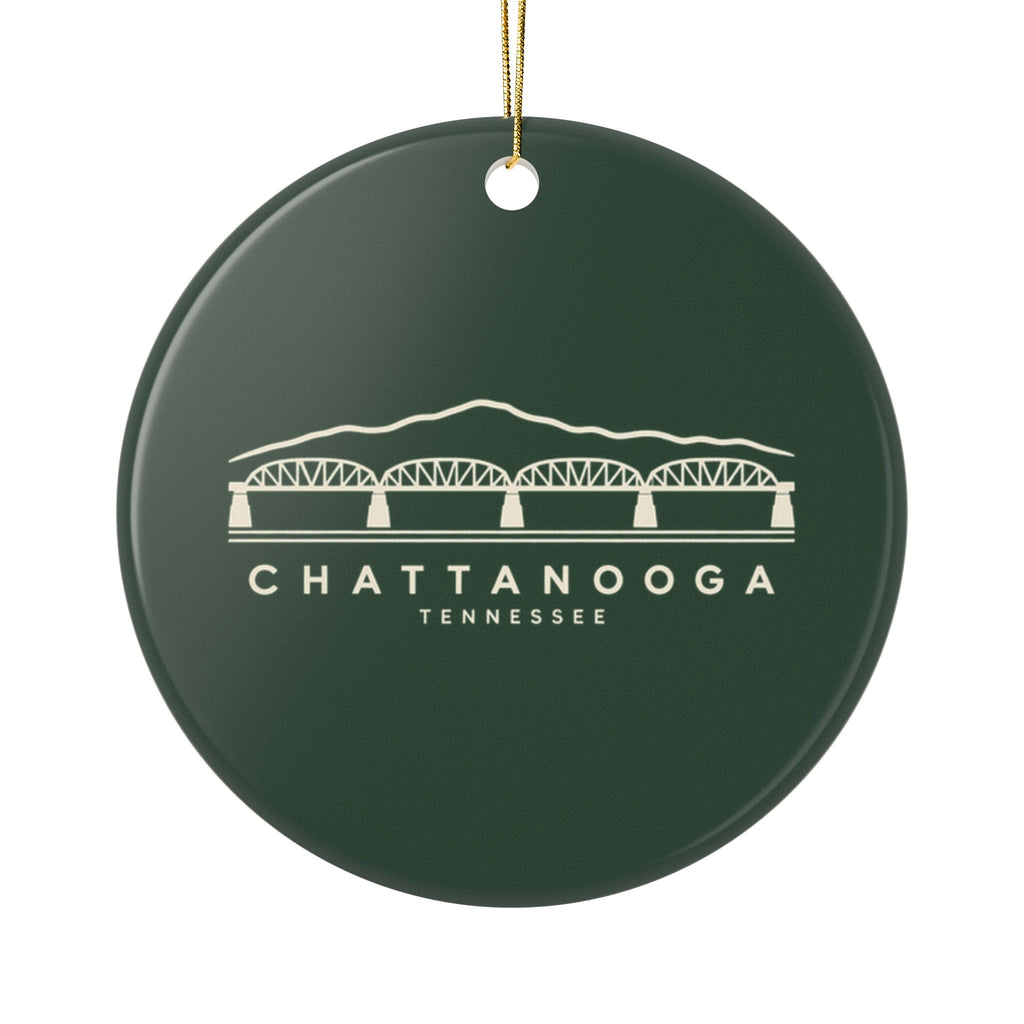 Chattanooga Walnut Street Bridge Ornament (Forest Green)
